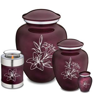 Medium Embrace Cherry Purple Lily Cremation Urn
