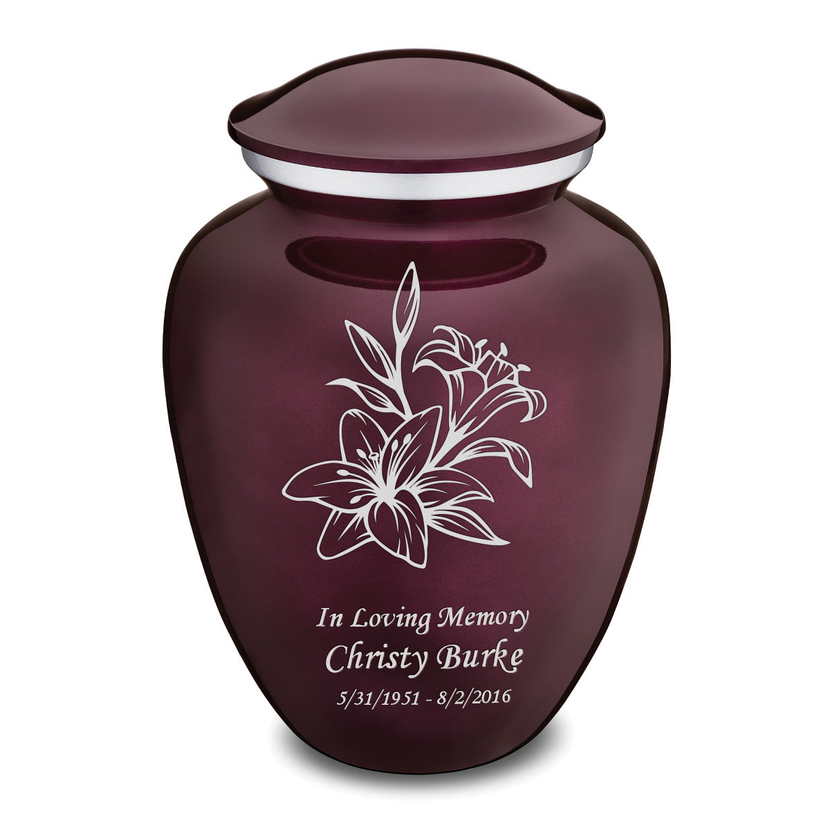 Adult Embrace Cherry Purple Lily Cremation Urn