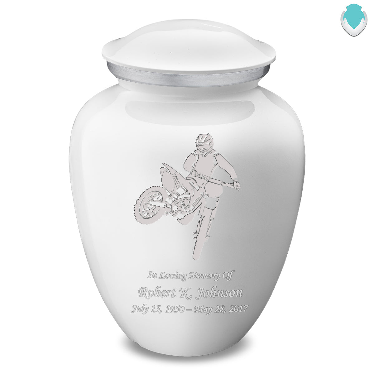 Adult Embrace White Dirt Bike Cremation Urn