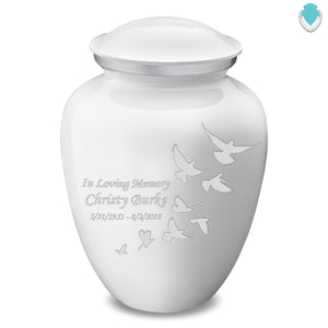 Adult Embrace White Doves Cremation Urn
