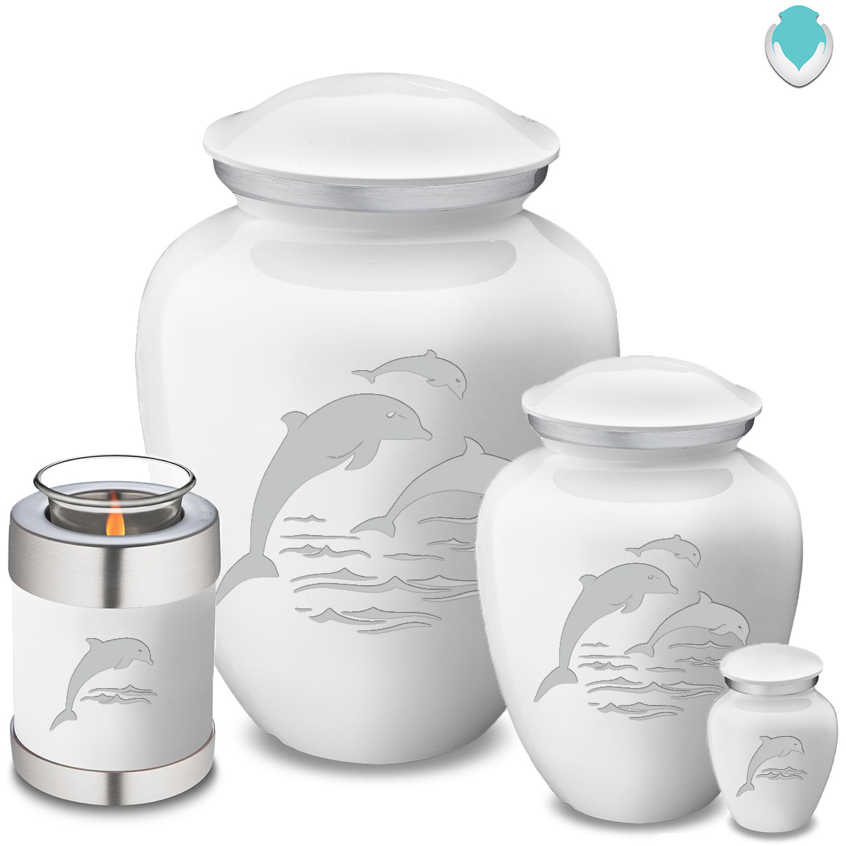 Candle Holder Embrace White Dolphins Cremation Urn