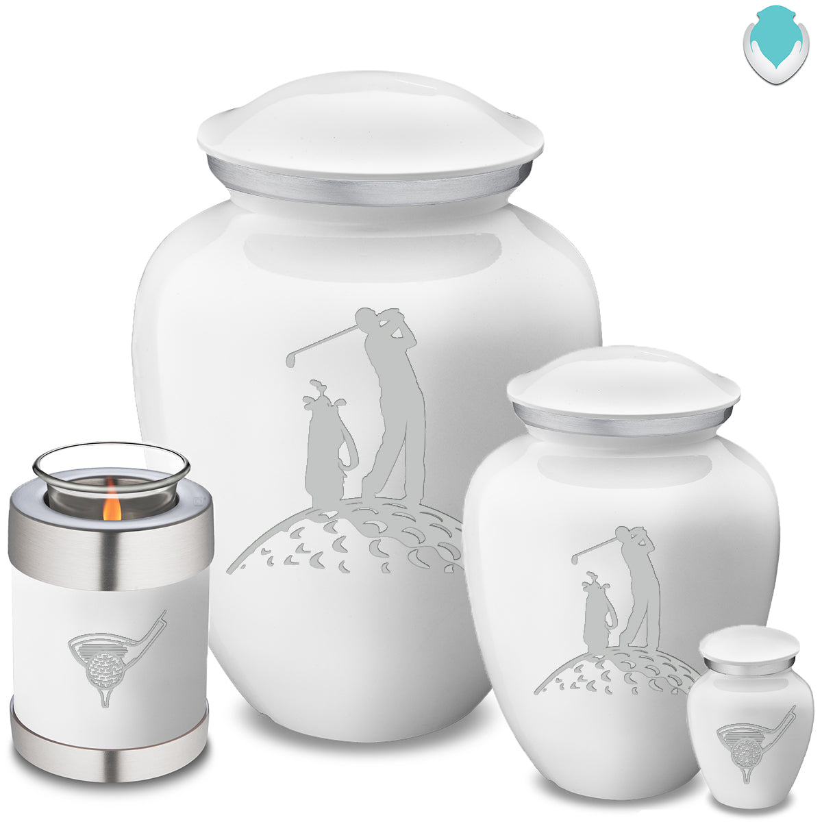 Adult White Embrace Golfer Cremation Urn