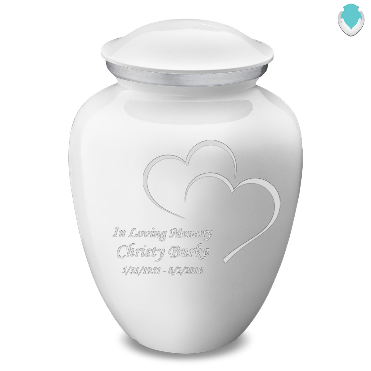 Adult Embrace White Hearts Cremation Urn