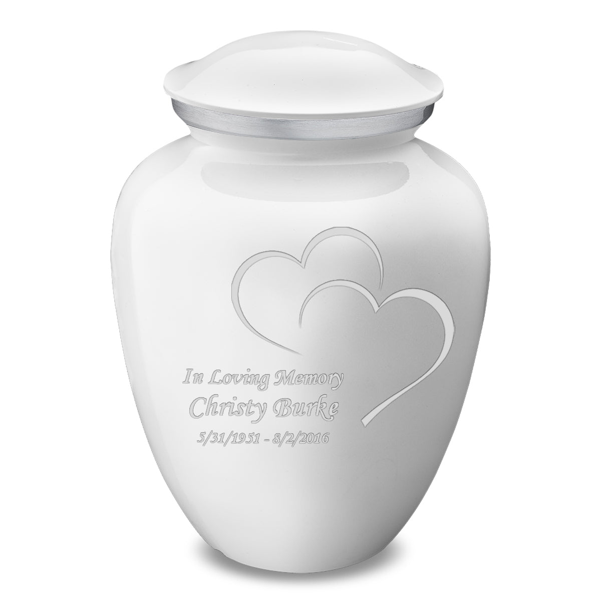 Adult Embrace White Hearts Cremation Urn