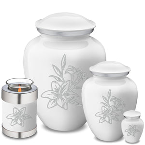 Medium Embrace White Lily Cremation Urn