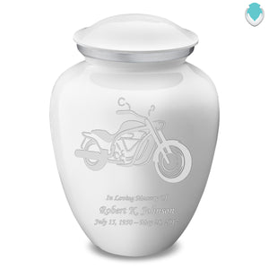 Adult Embrace White Motorcycle Cremation Urn
