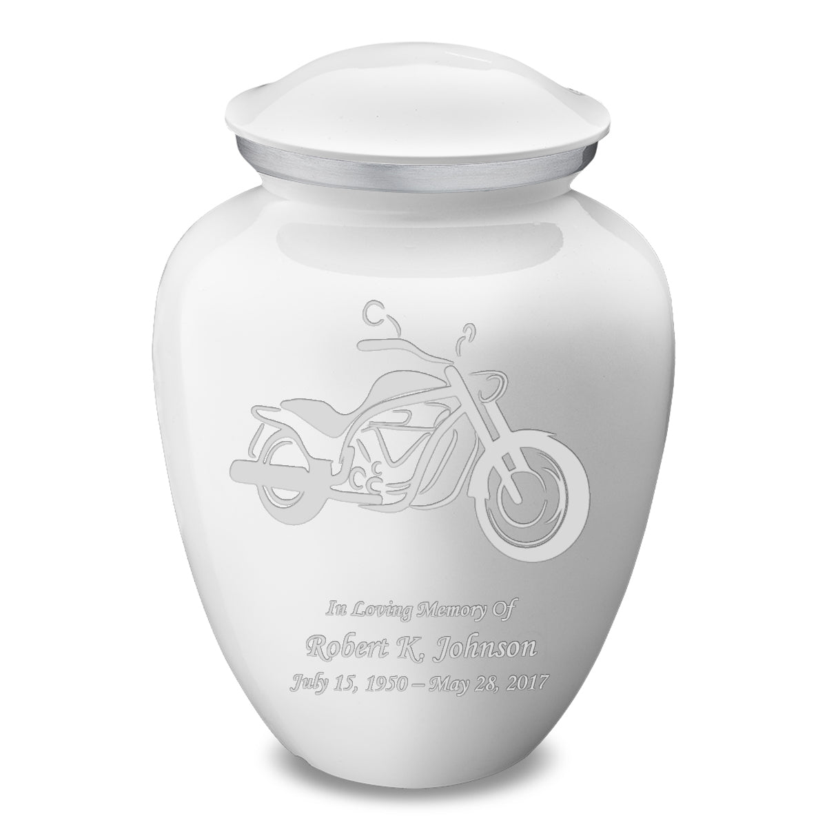 Adult Embrace White Motorcycle Cremation Urn