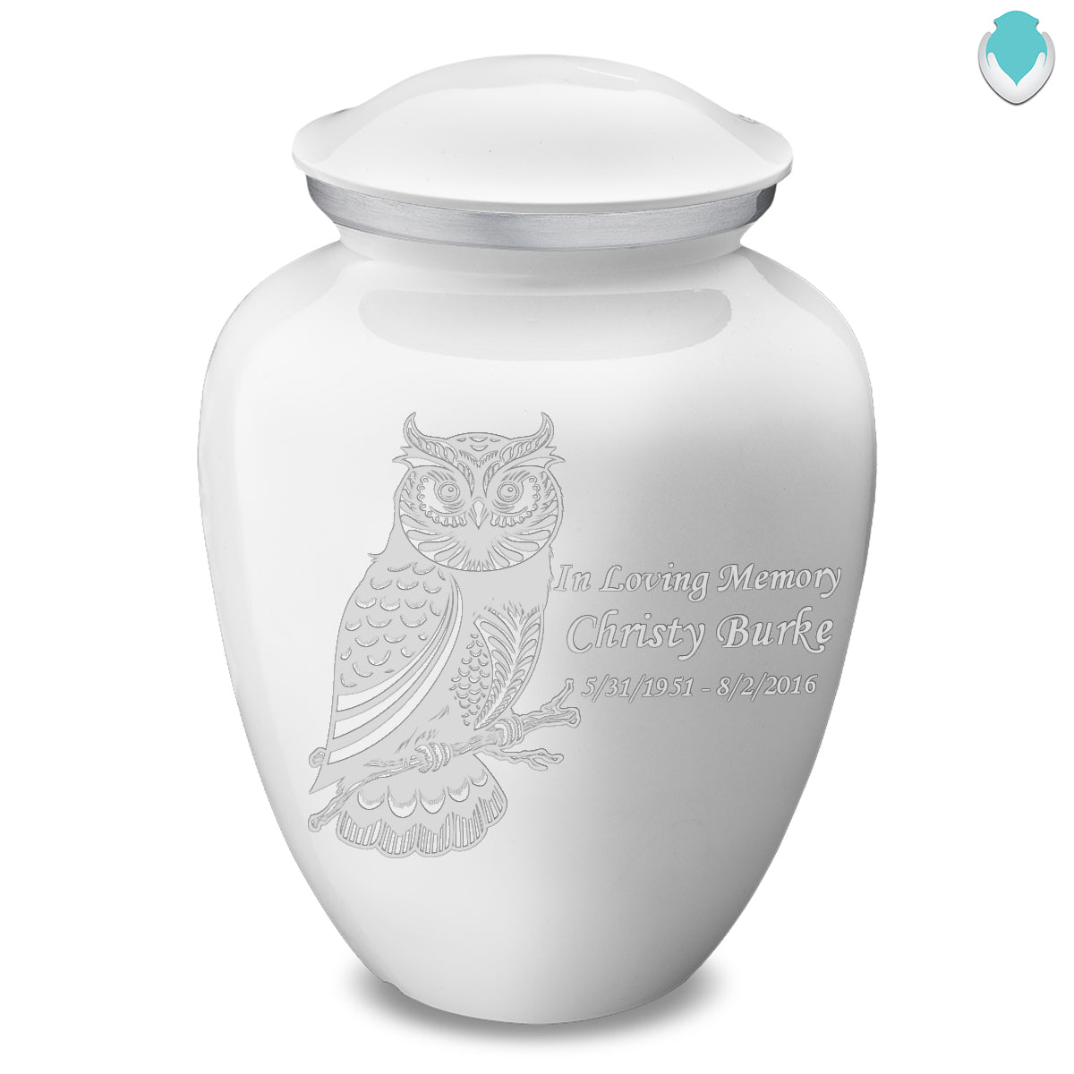 Adult Embrace White Owl Cremation Urn