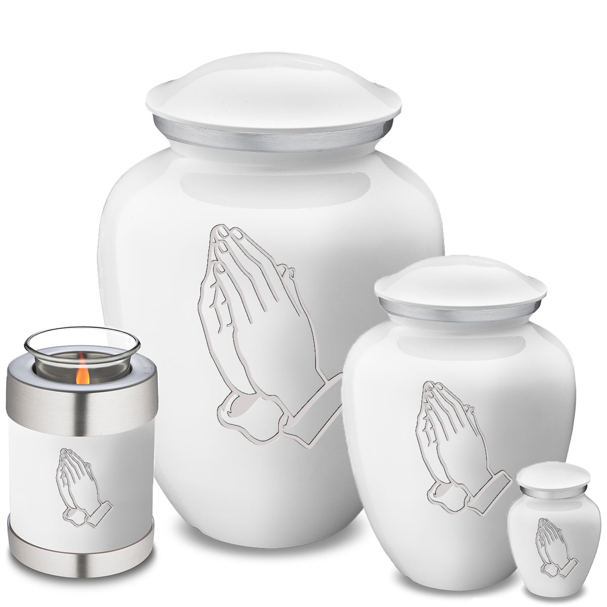 Candle Holder Embrace White Praying Hands Cremation Urn
