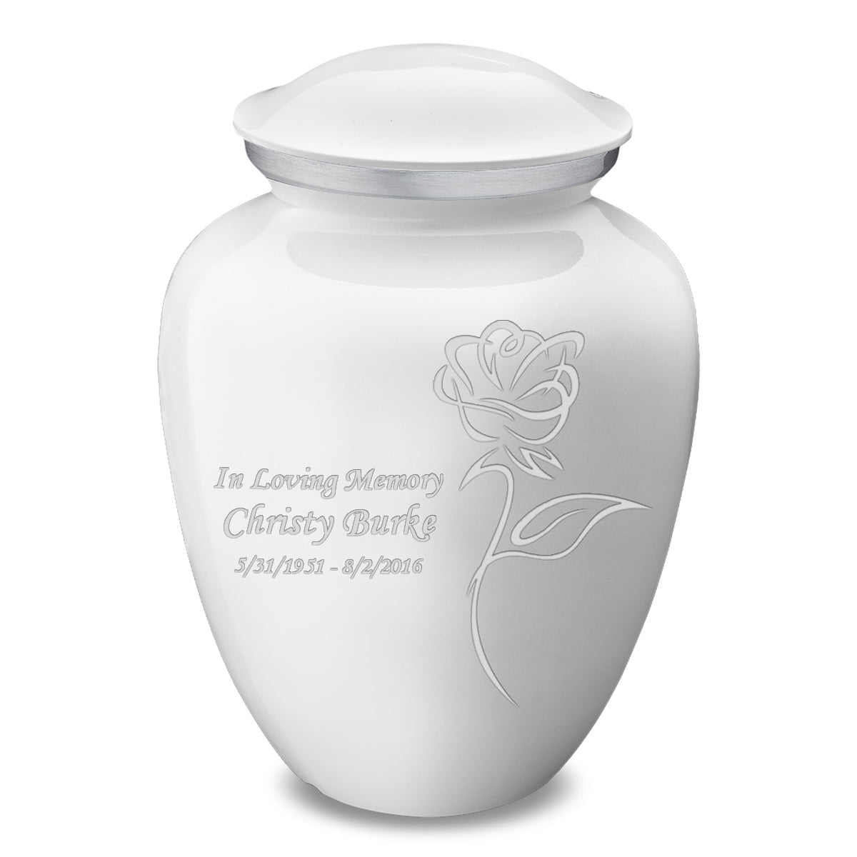 Adult Embrace White Rose Cremation Urn
