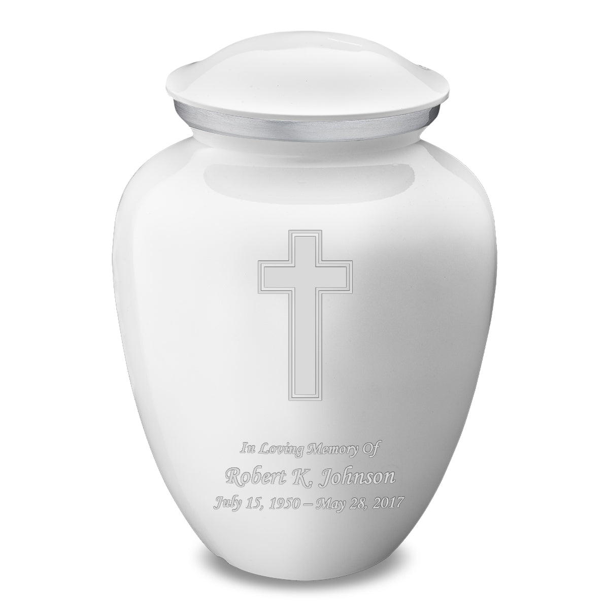 Adult Embrace White Simple Cross Cremation Urn