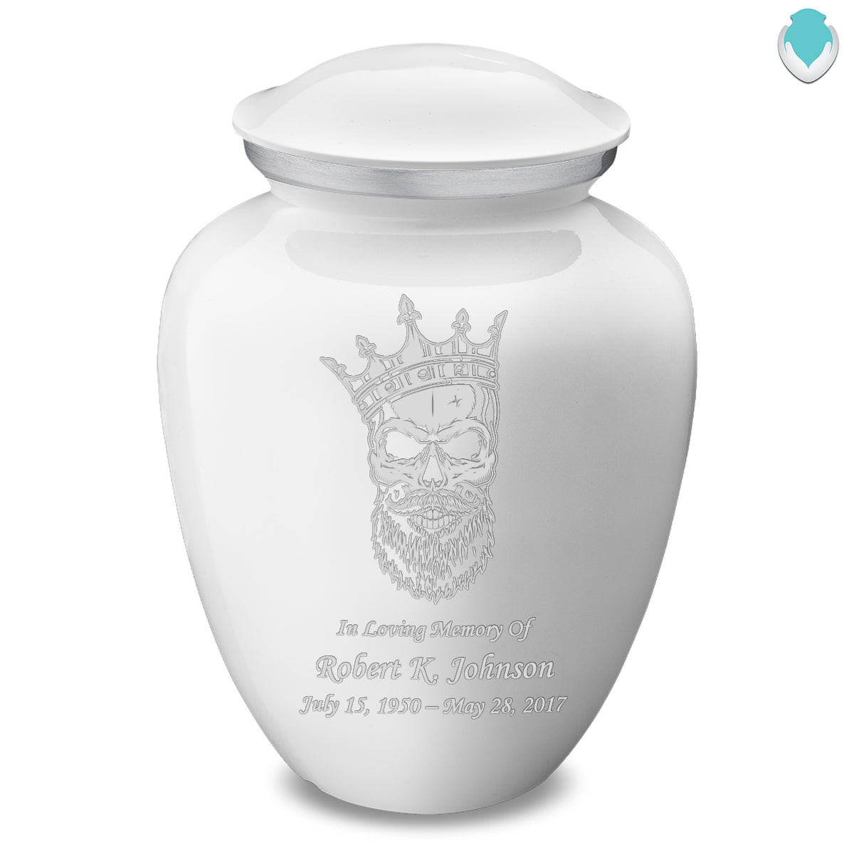 Adult Embrace White Skull Cremation Urn