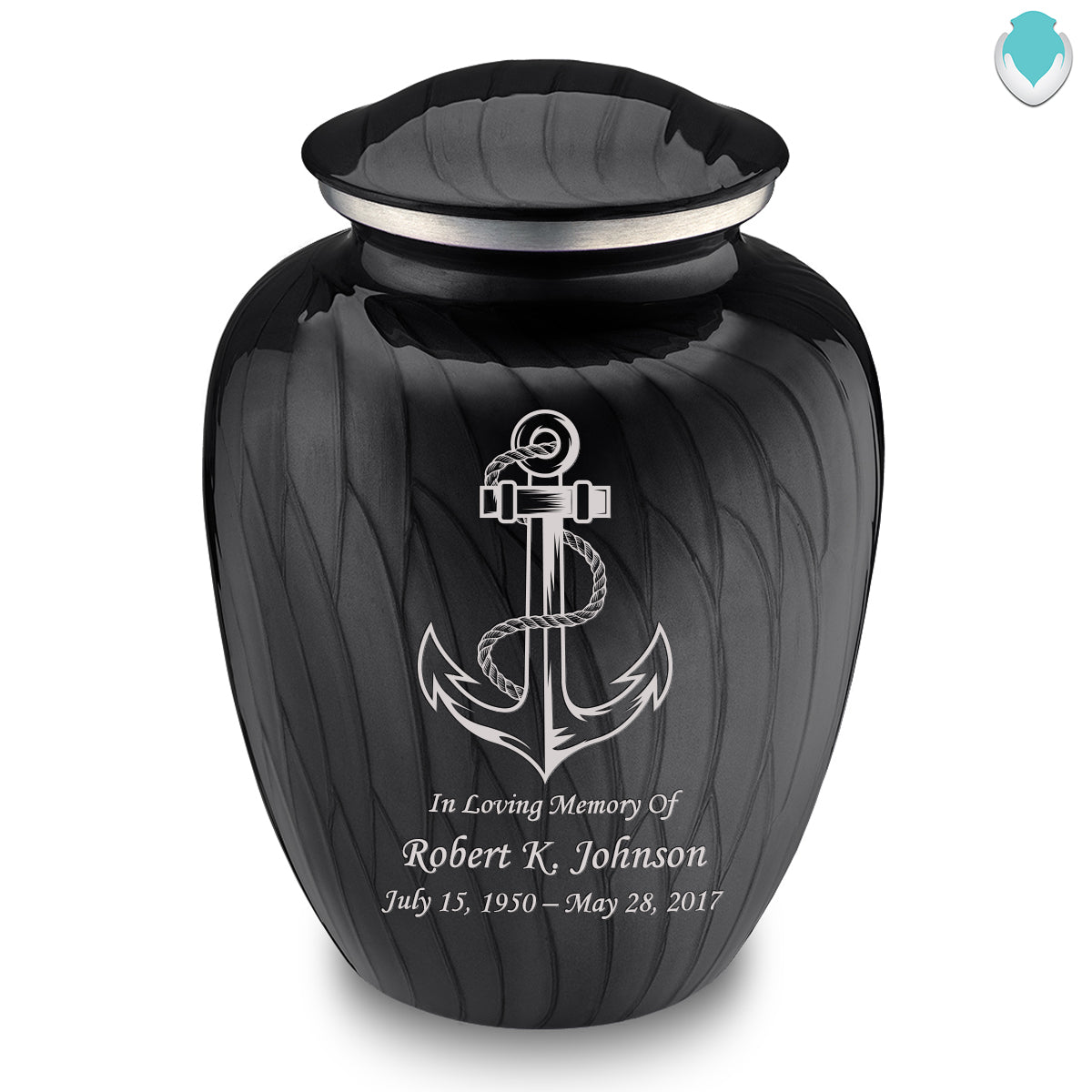 Adult Embrace Pearl Black Anchor Cremation Urn