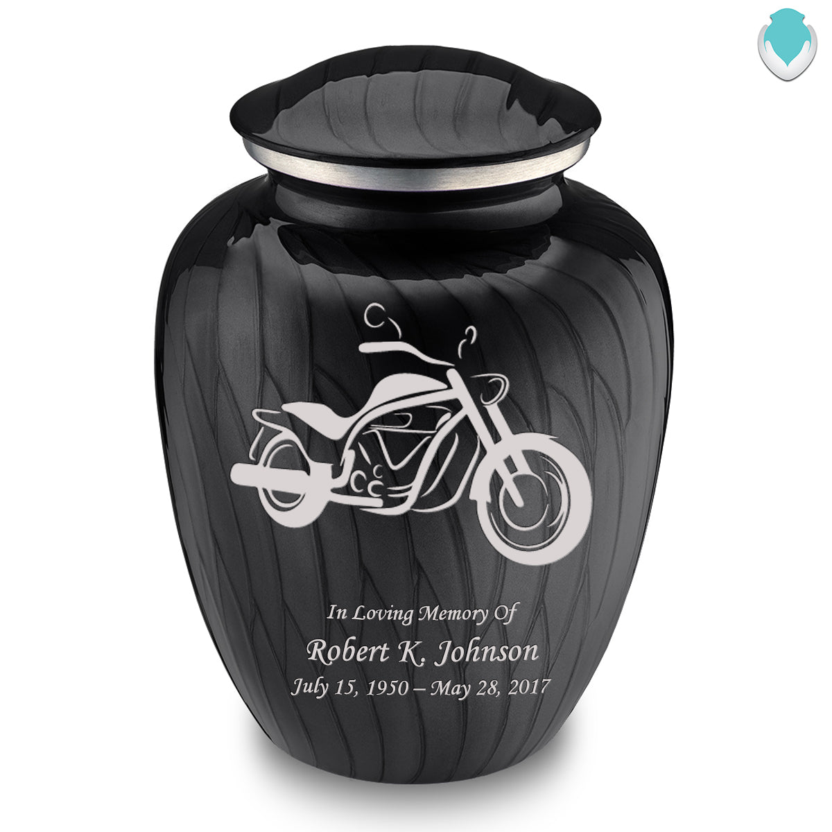 Adult Embrace Pearl Black Motorcycle Cremation Urn