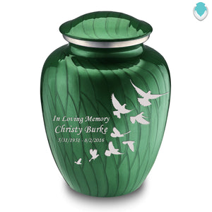 Adult Embrace Pearl Green Doves Cremation Urn
