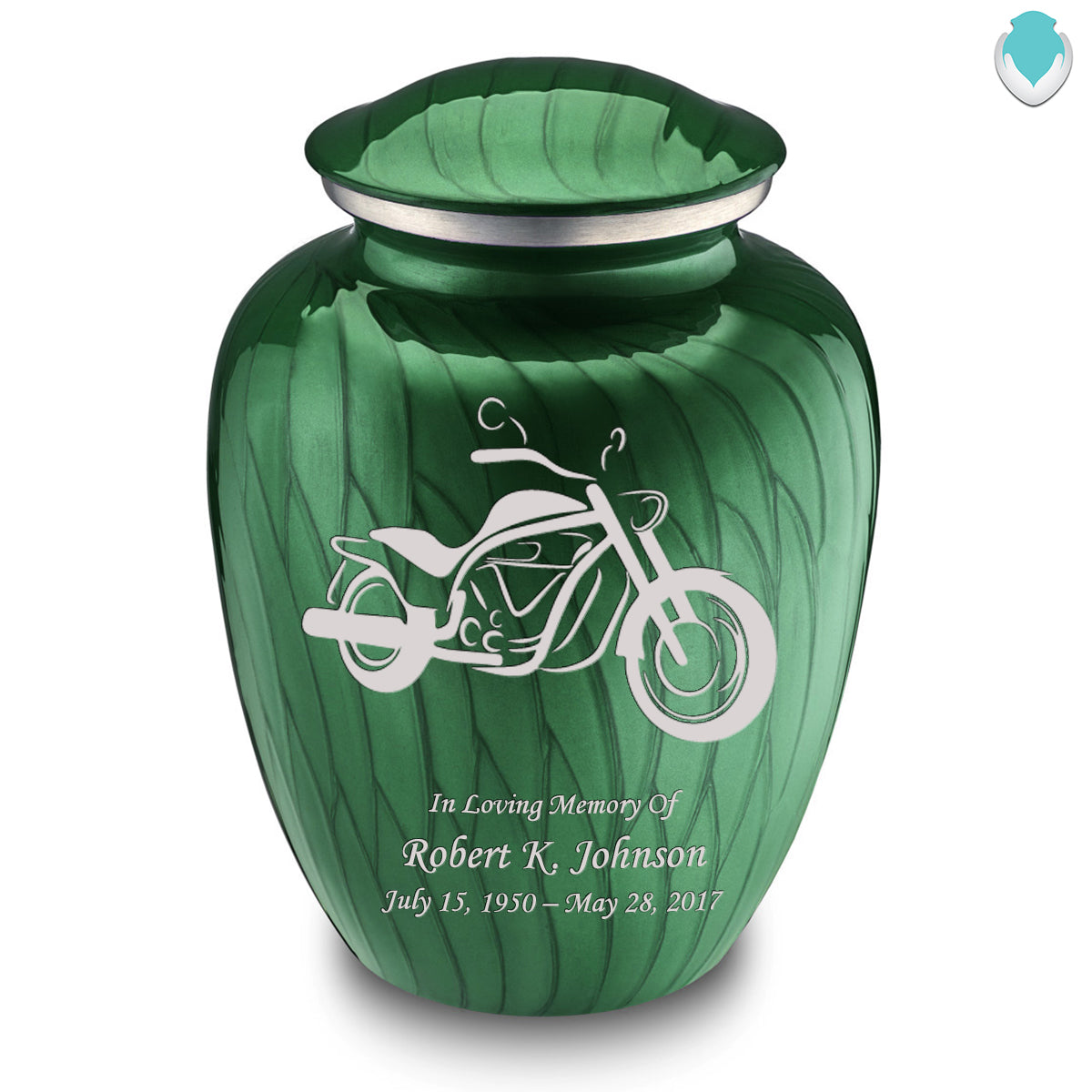 Adult Embrace Pearl Green Motorcycle Cremation Urn