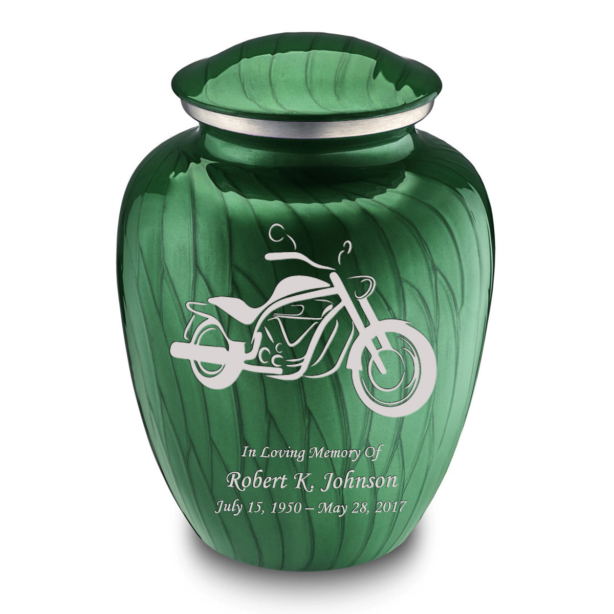 Adult Embrace Pearl Green Motorcycle Cremation Urn