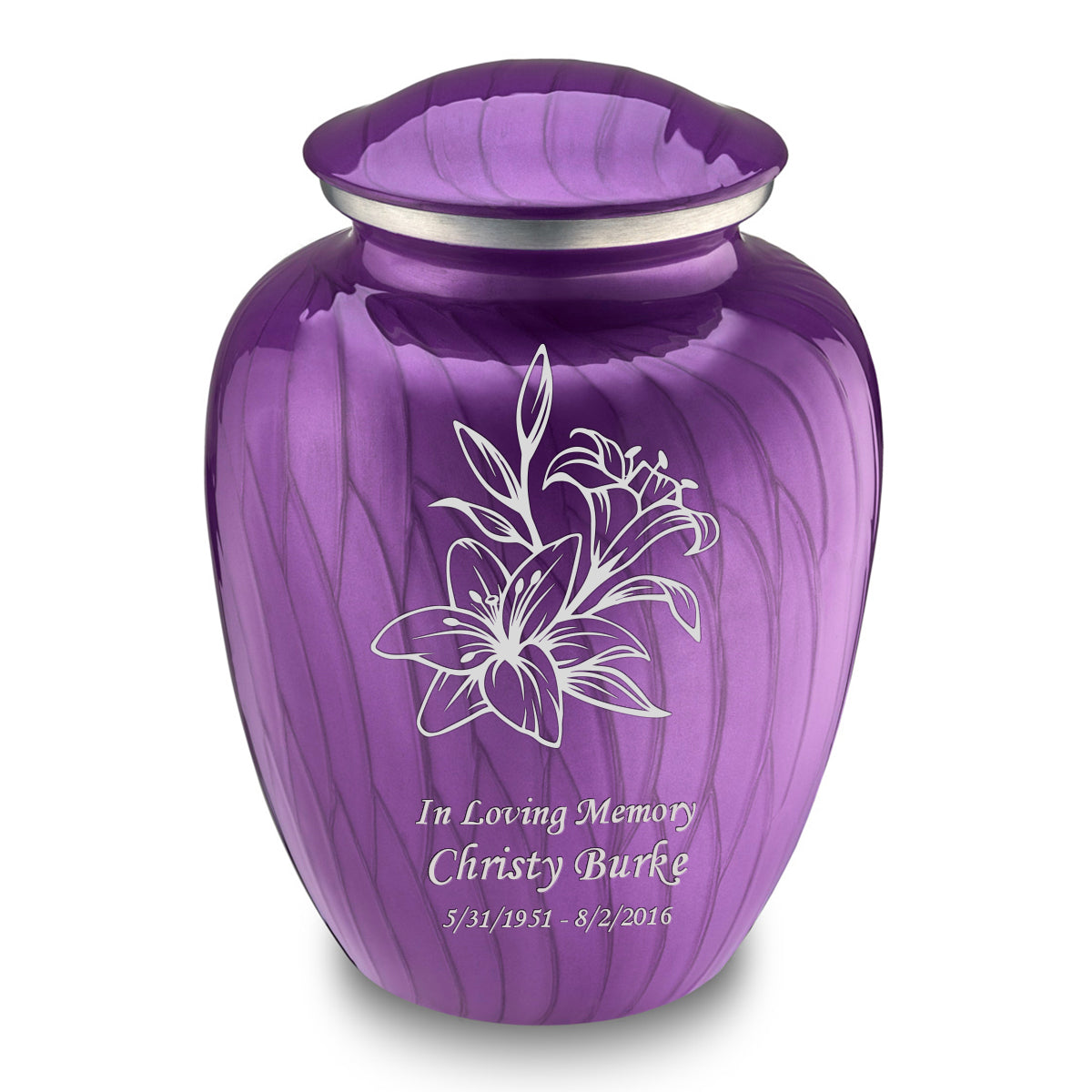 Adult Embrace Pearl Purple Lily Cremation Urn
