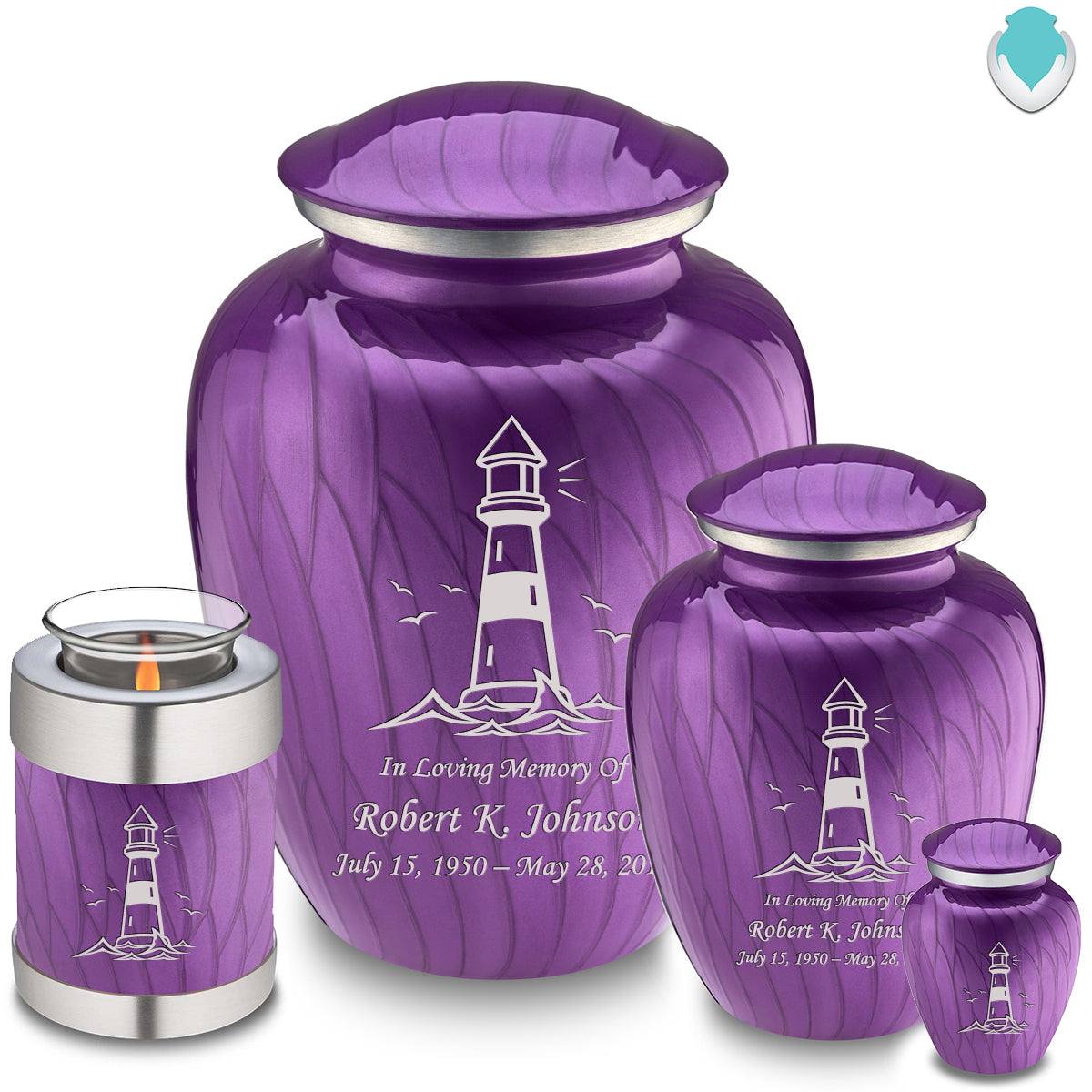 Adult Embrace Pearl Purple Lighthouse Cremation Urn