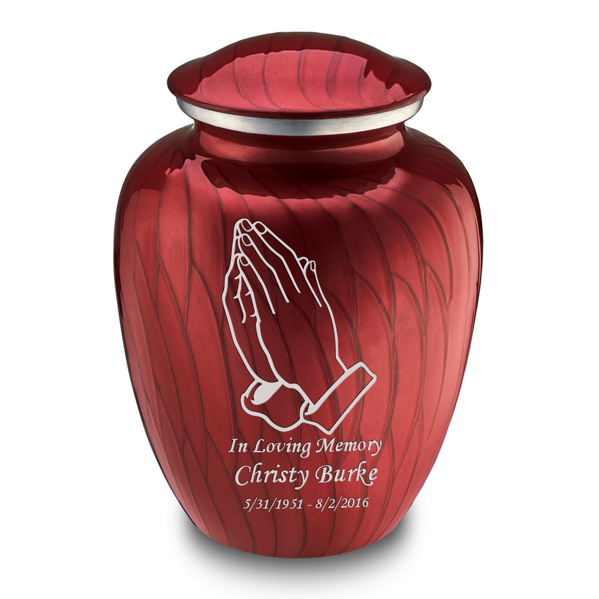 Adult Embrace Pearl Candy Red Praying Hands Cremation Urn