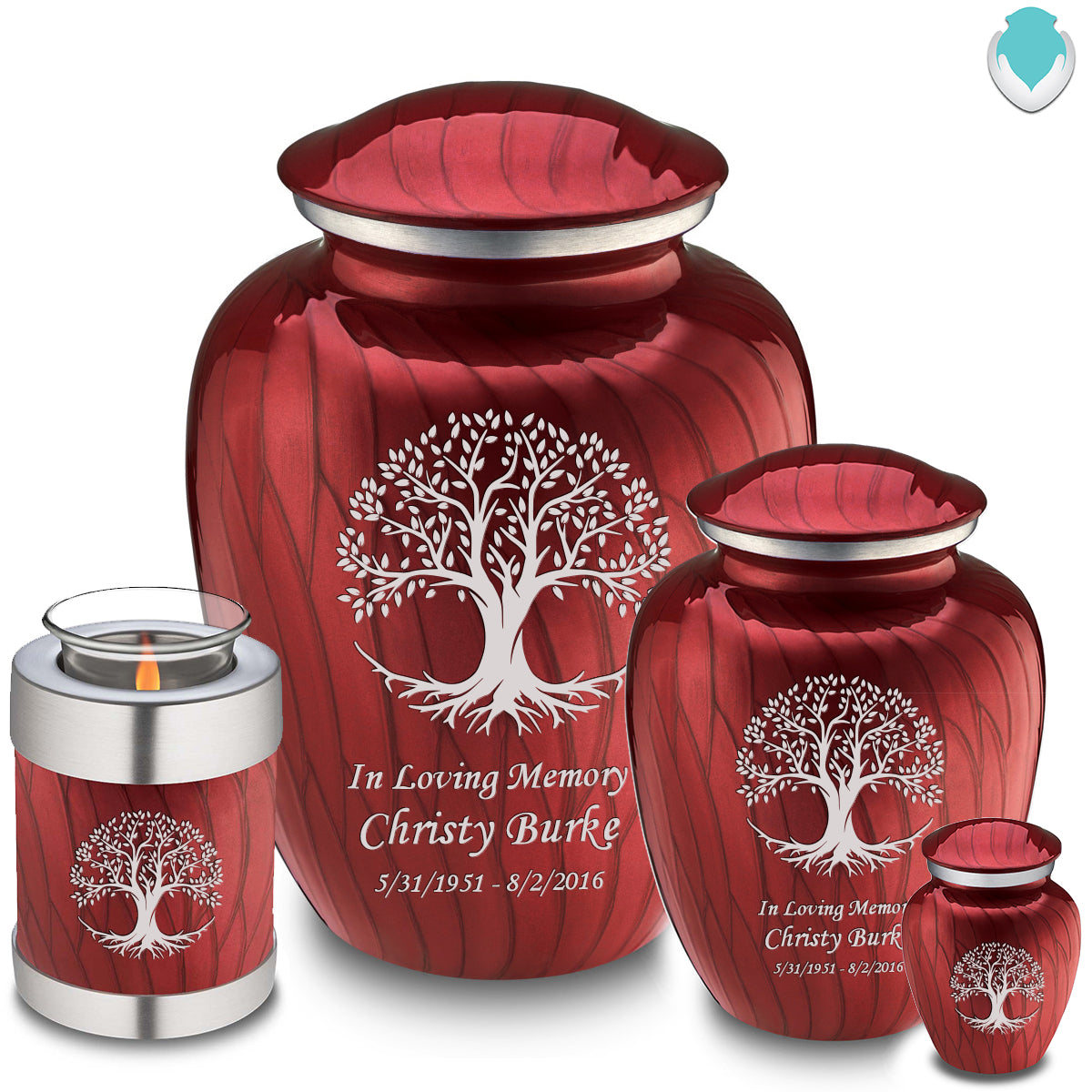 Adult Embrace Pearl Candy Red Tree of Life Cremation Urn