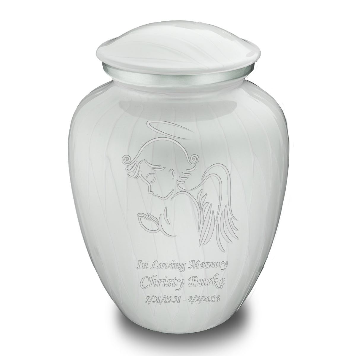 Adult Embrace Pearl White Angel Cremation Urn