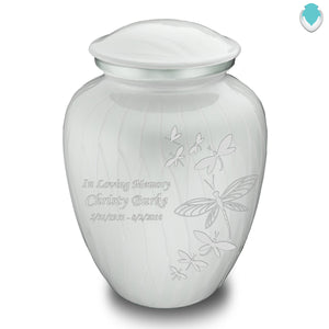 Adult Embrace Pearl White Dragonflies Cremation Urn