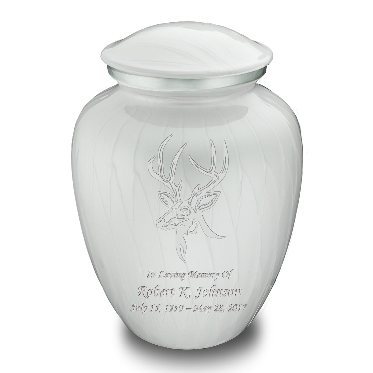 Adult Embrace Pearl White Deer Cremation Urn
