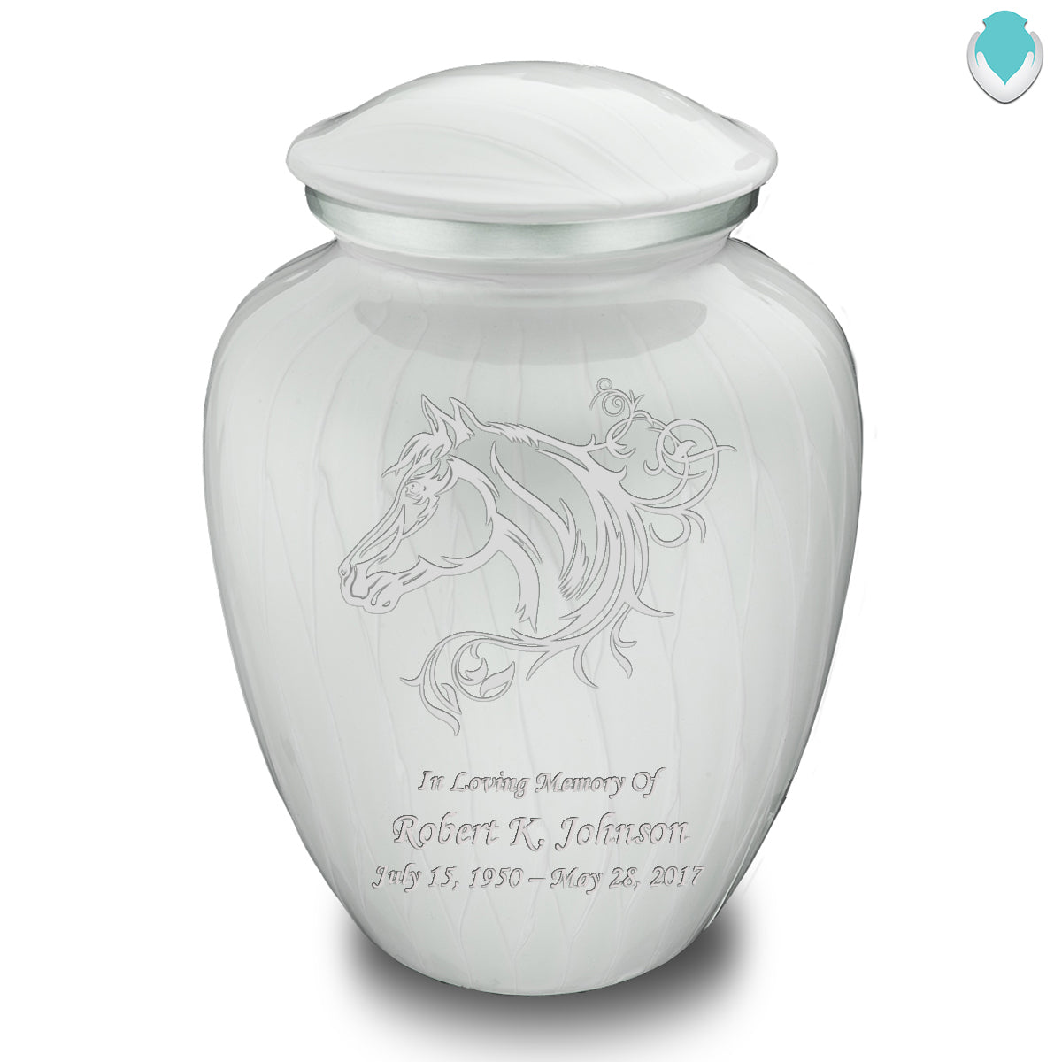 Adult Embrace Pearl White Horse Cremation Urn