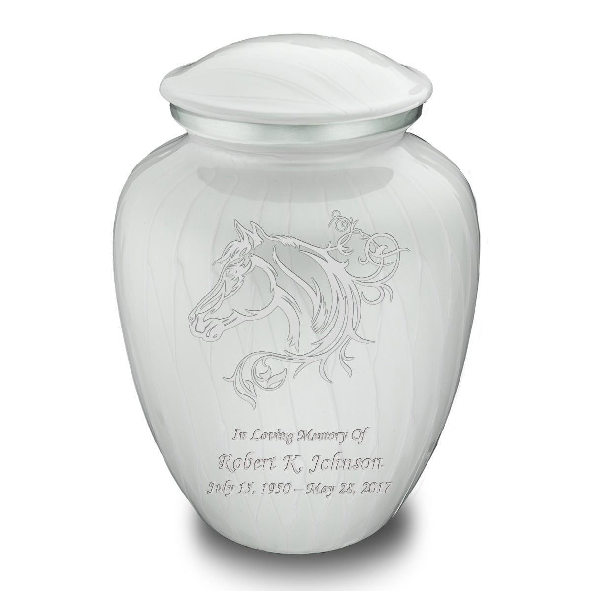 Adult Embrace Pearl White Horse Cremation Urn