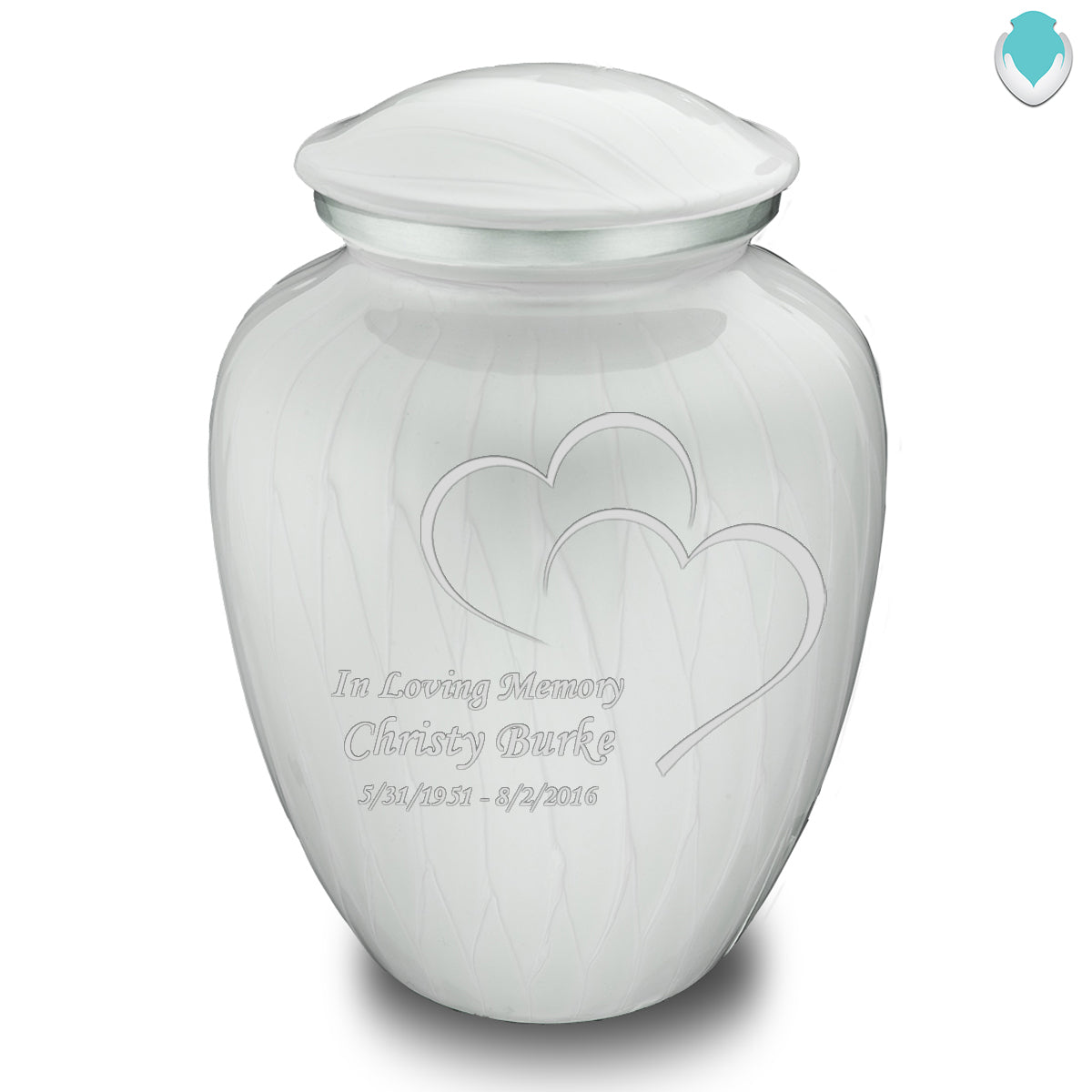 Adult Embrace Pearl White Hearts Cremation Urn