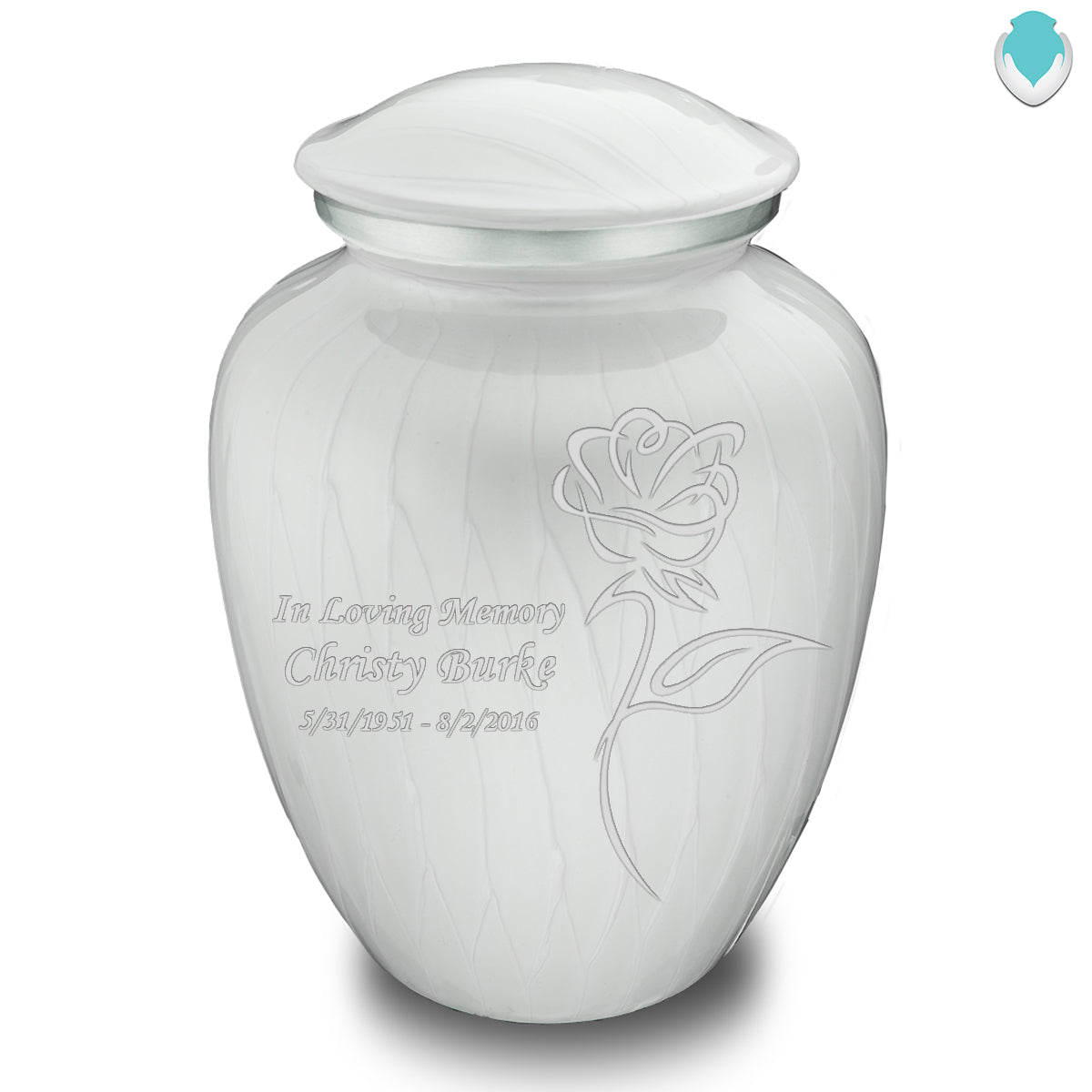 Adult Embrace Pearl White Rose Cremation Urn