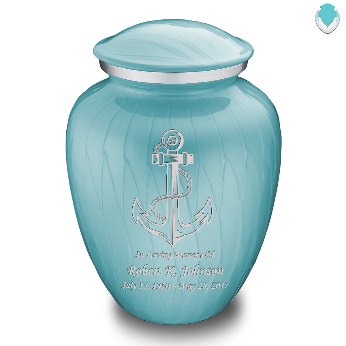 Adult Embrace Pearl Light Blue Anchor Cremation Urn
