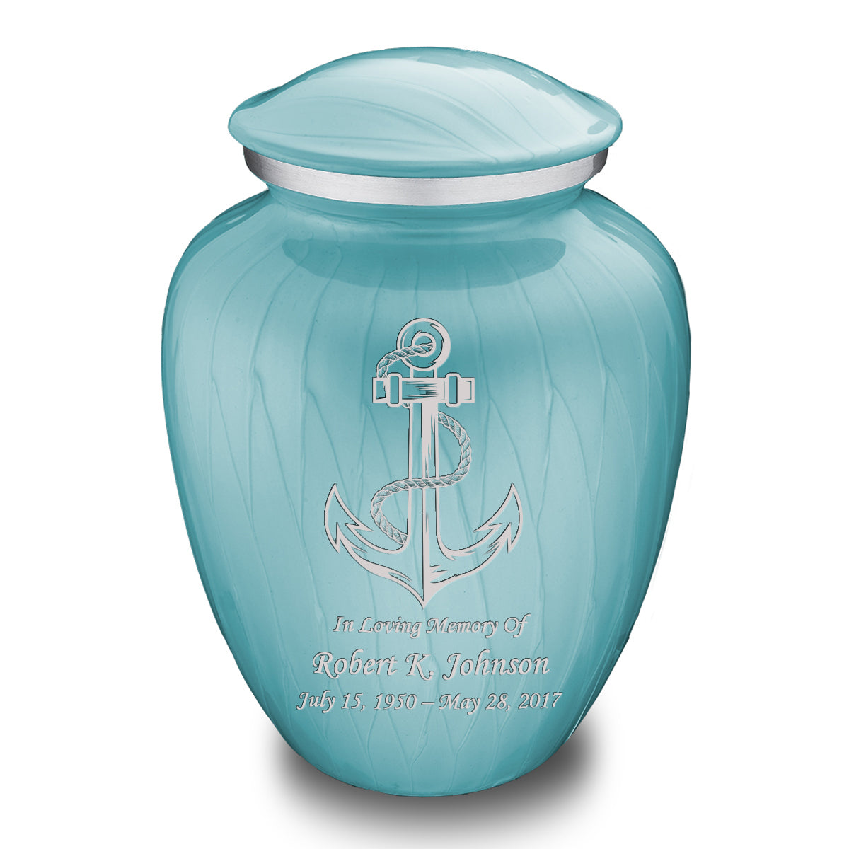 Adult Embrace Pearl Light Blue Anchor Cremation Urn