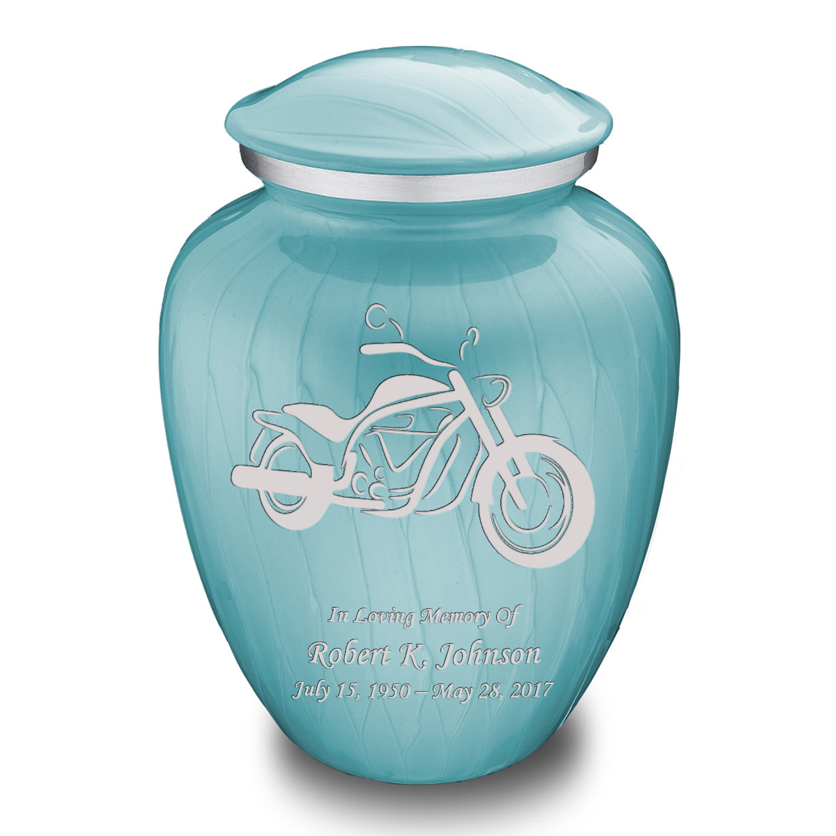 Adult Embrace Pearl Light Blue Motorcycle Cremation Urn