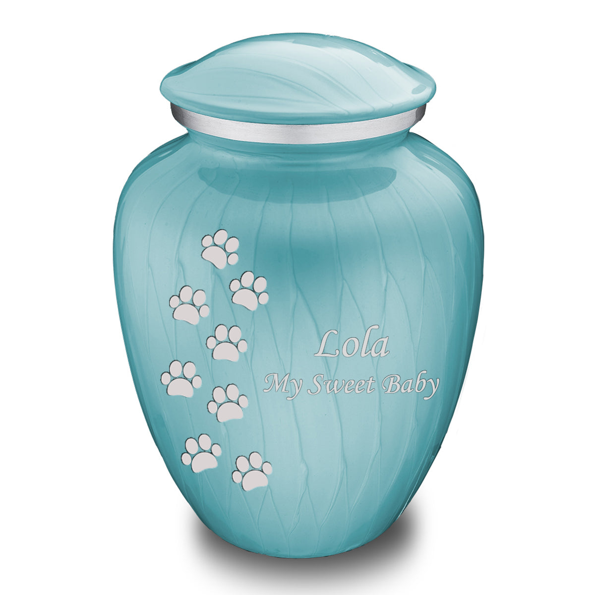 Large Embrace Pearl Light Blue Walking Paws Pet Cremation Urn