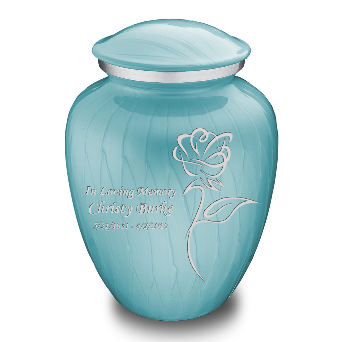 Adult Embrace Pearl Light Blue Rose Cremation Urn