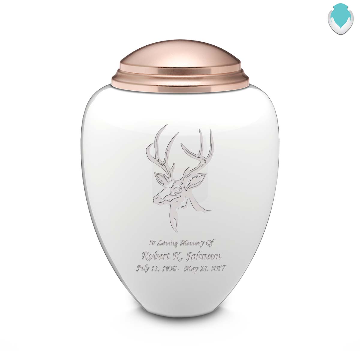 Adult Tribute White & Rose Gold Deer Cremation Urn