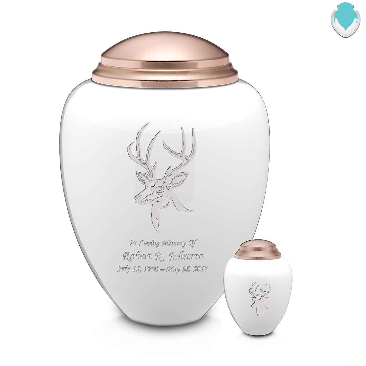 Keepsake Tribute White and Rose Gold Deer Cremation Urn