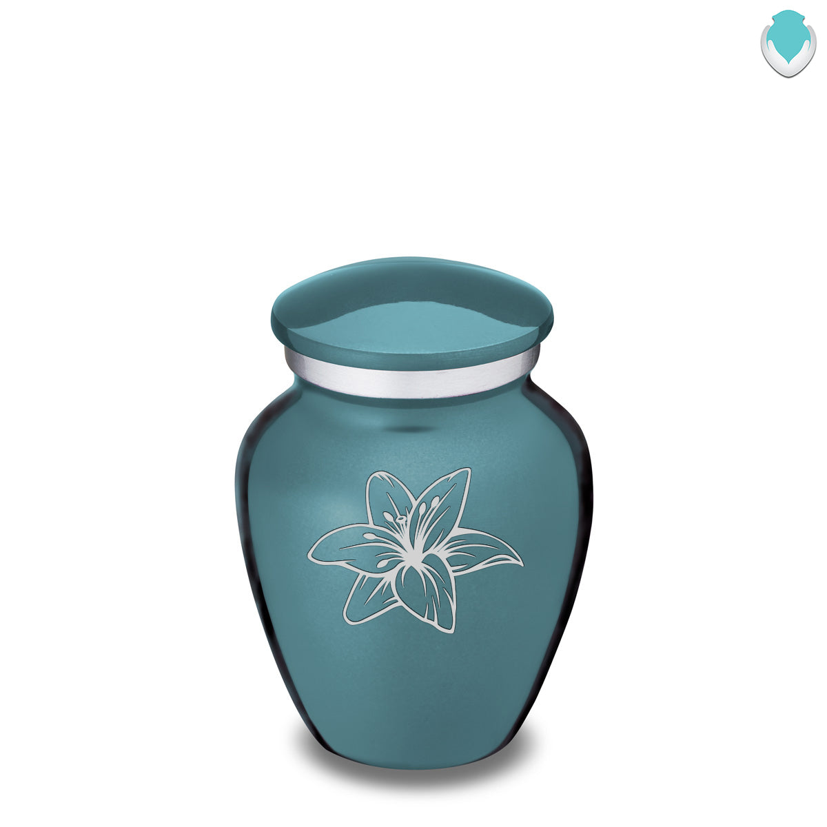 Keepsake Embrace Teal Lily Cremation Urn