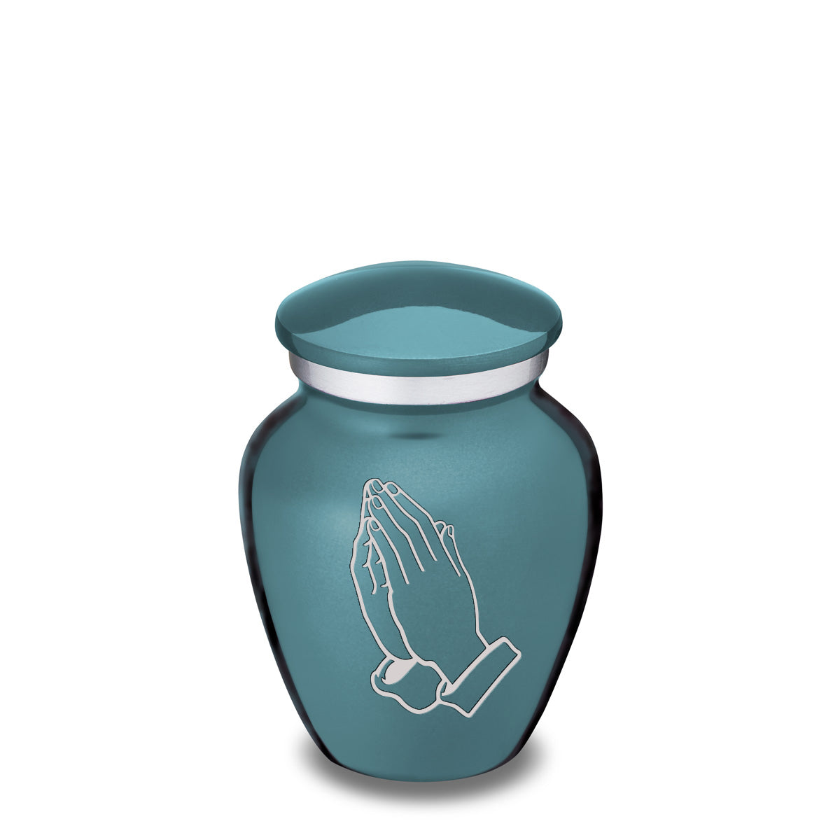Keepsake Embrace Teal Praying Hands Cremation Urn