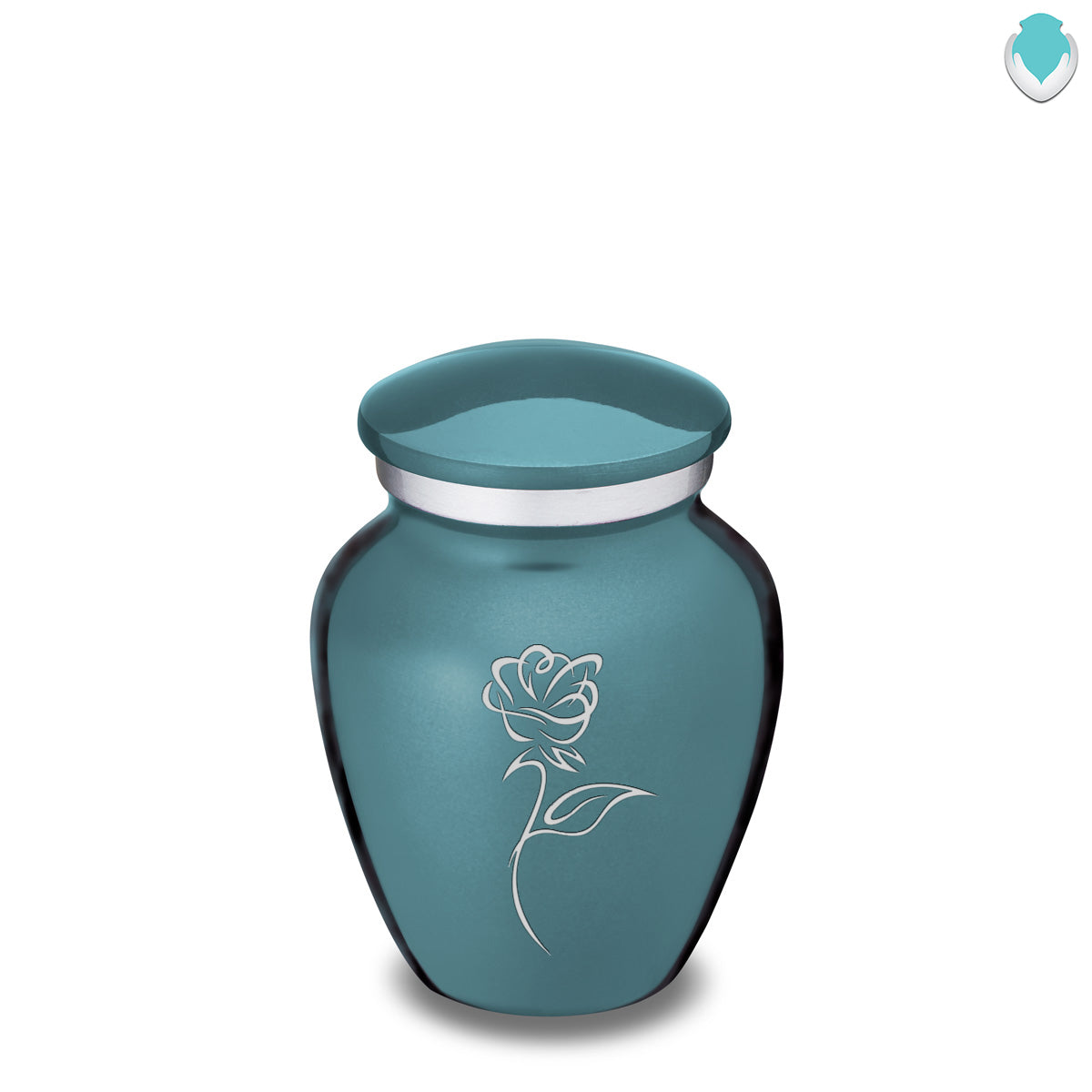 Keepsake Embrace Teal Rose Cremation Urn