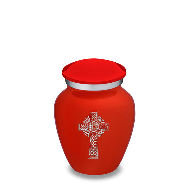 Keepsake Embrace Bright Red Celtic Cross Cremation Urn