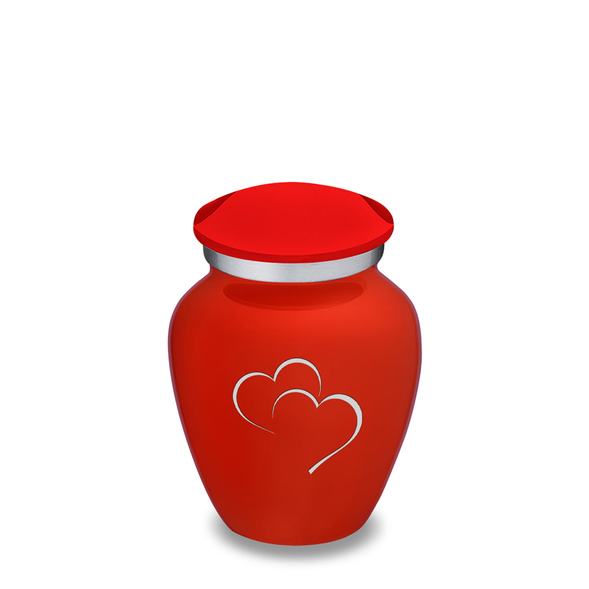 Keepsake Embrace Bright Red Hearts Cremation Urn
