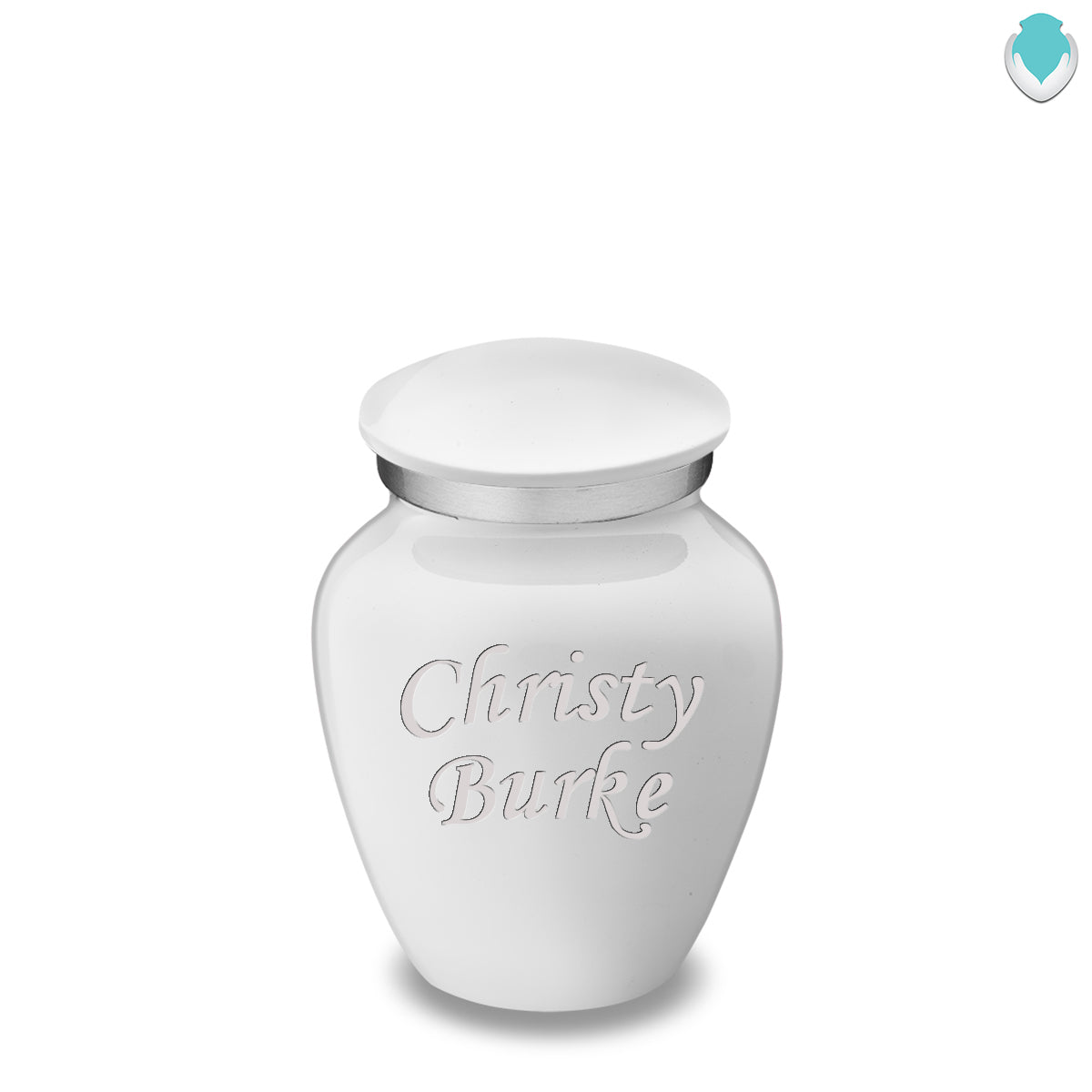 Keepsake Embrace White Custom Engraved Cremation Urn
