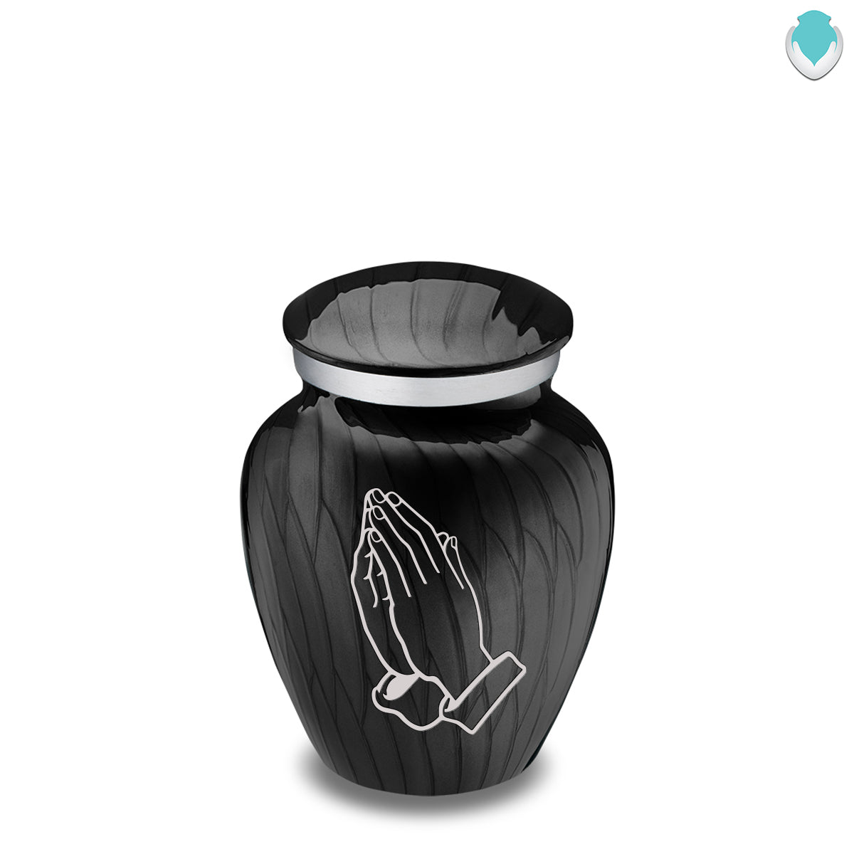 Keepsake Embrace Pearl Black Praying Hands Cremation Urn