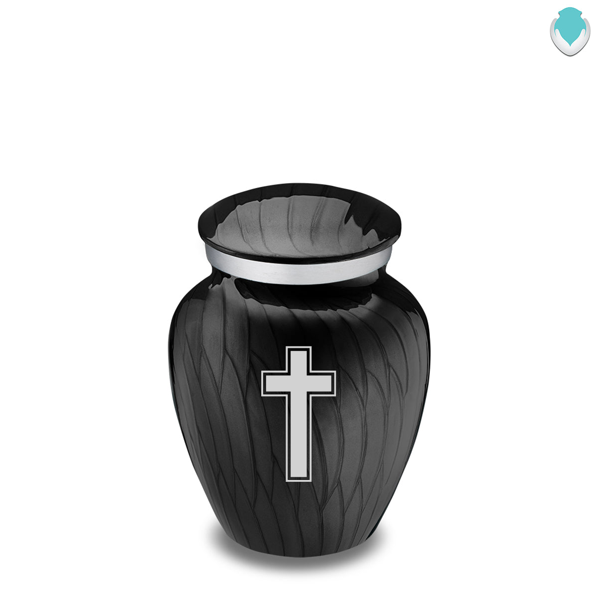 Keepsake Embrace Pearl Black Simple Cross Cremation Urn