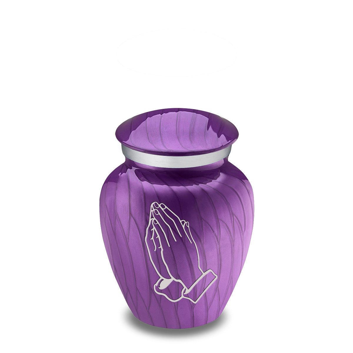 Keepsake Embrace Pearl Purple Praying Hands Cremation Urn