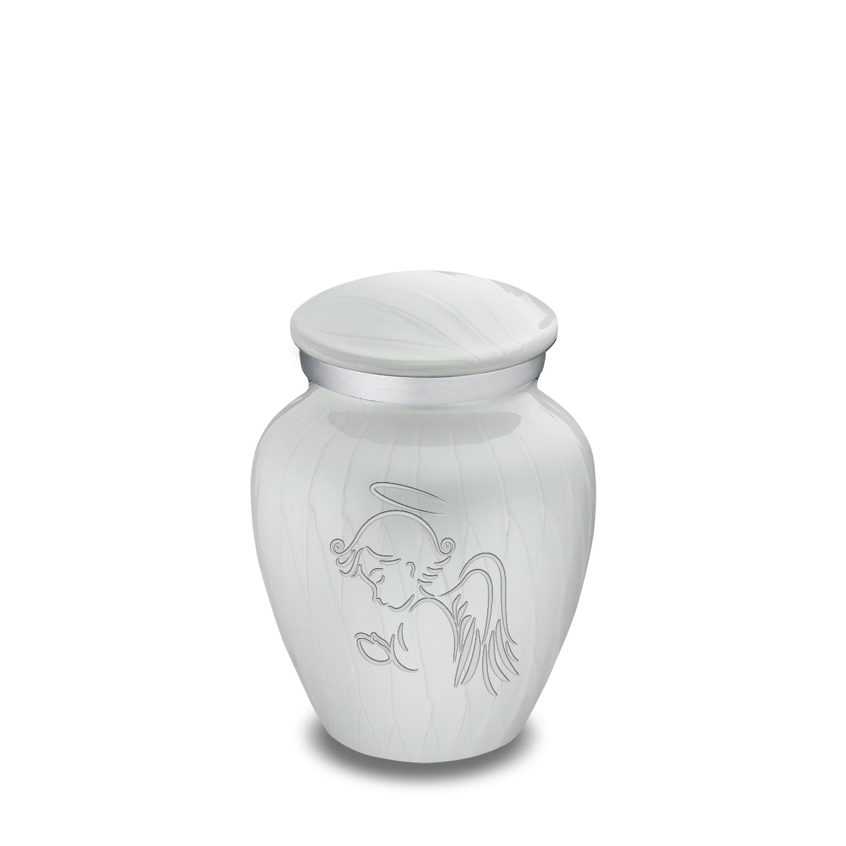Keepsake Embrace Pearl White Angel Cremation Urn