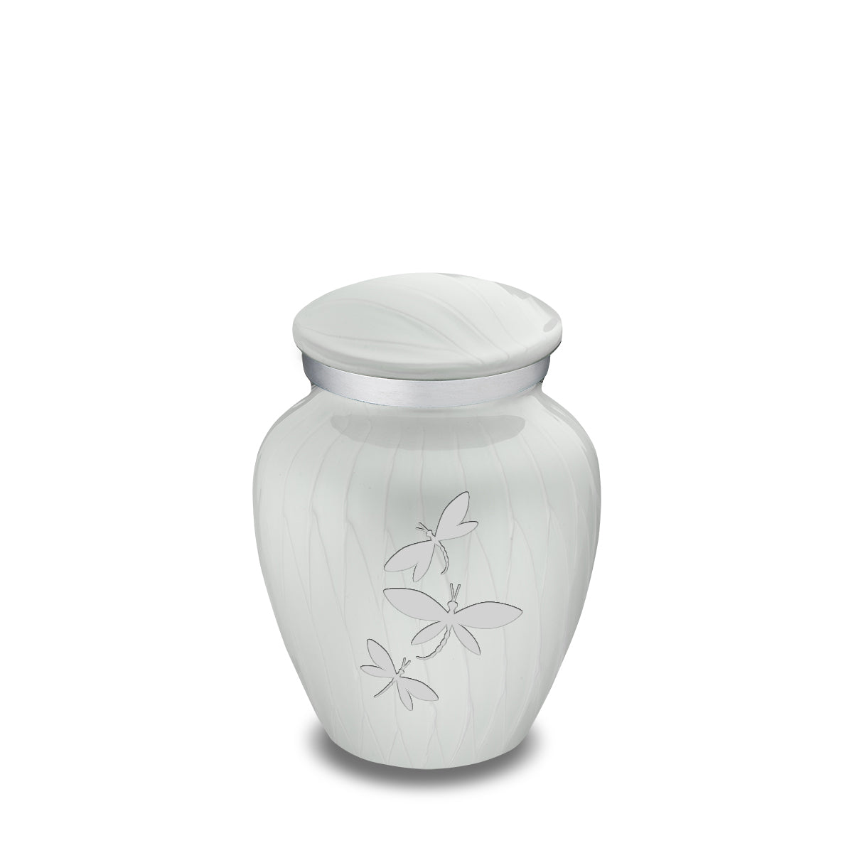 Keepsake Embrace Pearl White Dragonflies Cremation Urn